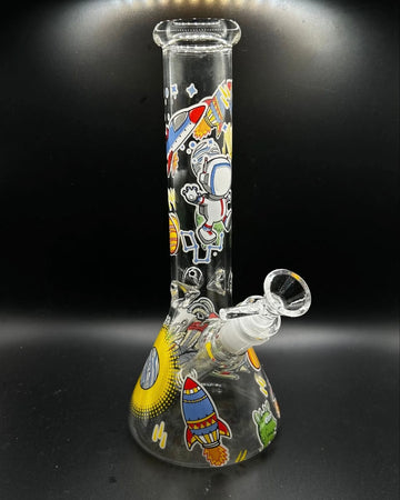 Glow-in-the-Dark Astronaut Outer Space Glass Beaker Bong