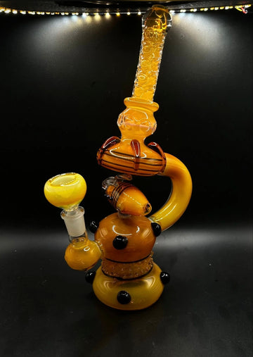 Honey Bee Recycler Glass Water Pipe with Honeycomb Neck