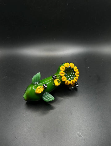 Sunflower & Honeybee Glass Hand Pipe