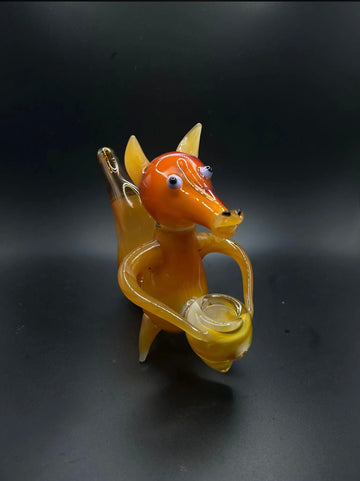 Fox Glass Hand Pipe with Acorn Bowl