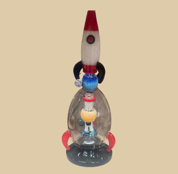 Glass Astronaut and Space Rocket Water Pipe with Custom Bowl