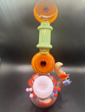 Floating Fish Glass Art Water Pipe with Custom Bowl