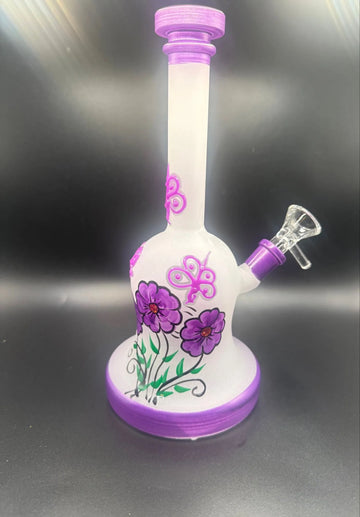 Floral Frosted Glass Water Pipe
