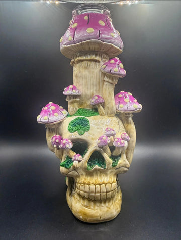 Purple Mushroom Skull Water Pipe