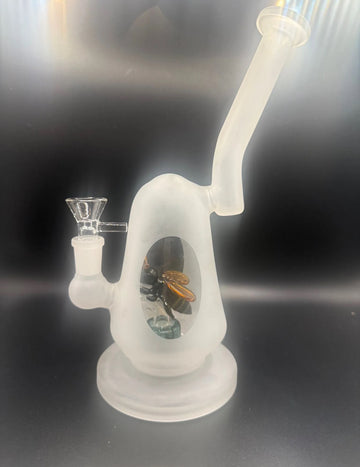 Frosted Glass Honeybee Water Pipe Rig