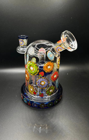 Donut Themed Glass Water Pipe with Jellyfish Percolator