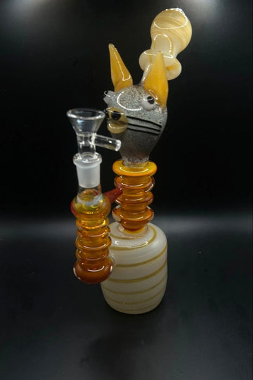 Whiskered Character Glass Water Pipe Rig