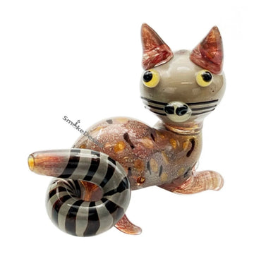 Whiskered Cat Character Glass Hand Pipe