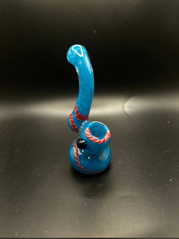 Spiral Accented & Speckled Glass Bubbler Pipe