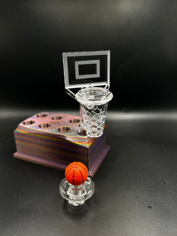CZBOST 024 Basketball Hoop & Backboard Quartz Banger Spinner Kit – 14mm Male 90° with Basketball Carb Cap